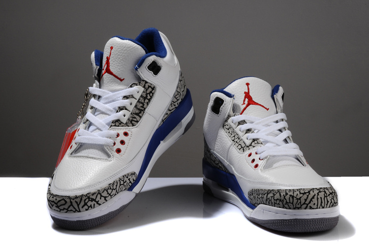 Air Jordan 3 Men Shoes /White/Black/Blue Online